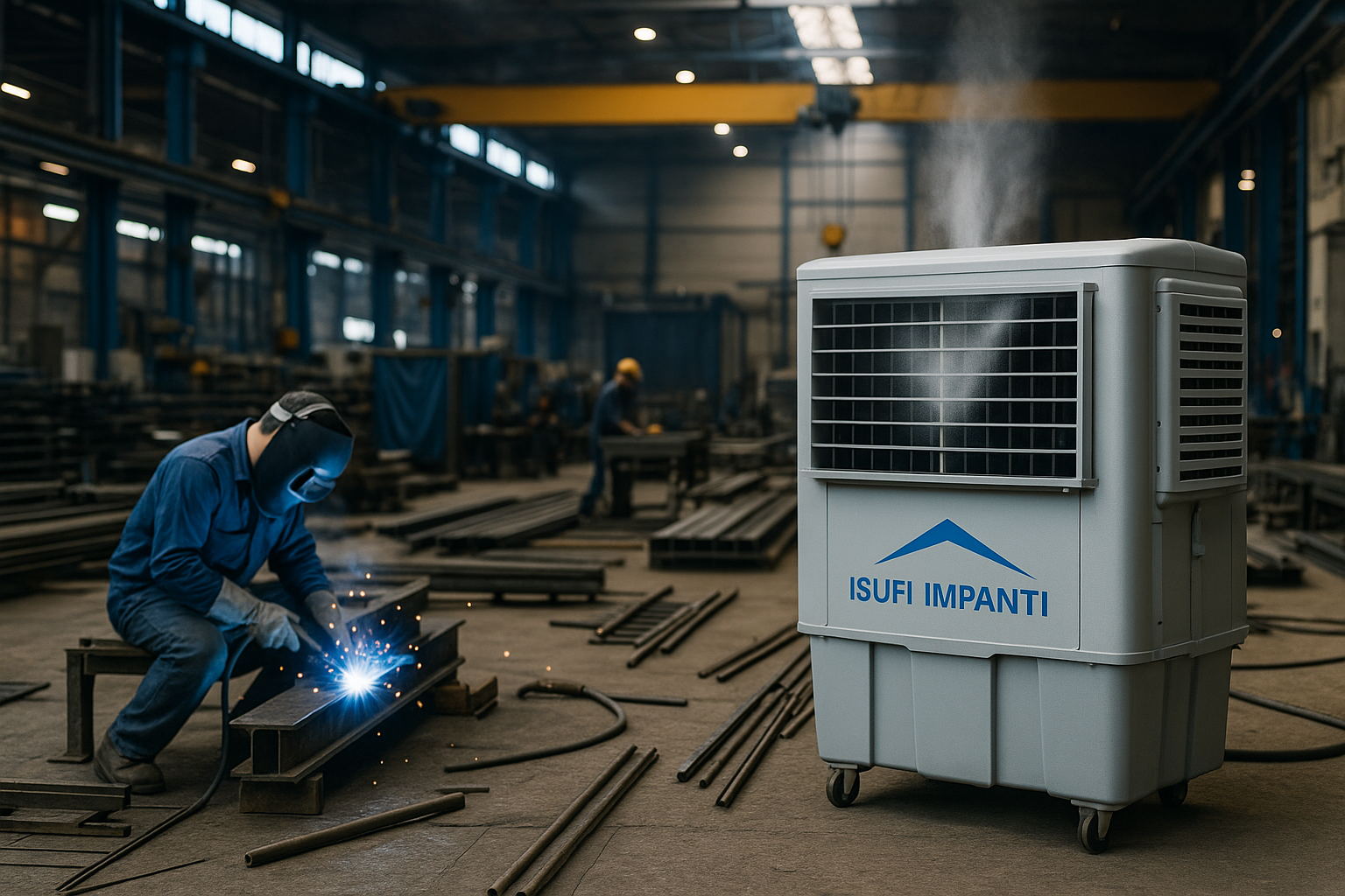 Officina industriale e saldatura in azione